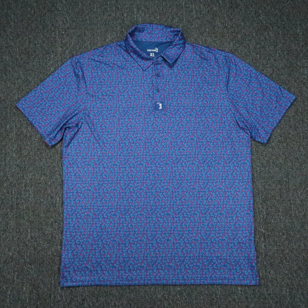 Bogey Bros Shirt Mens XL Blue Footsie Polo Short Sleeve Golf Performance